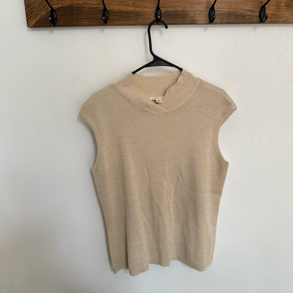 Coldwater Creek Beige Glitter Sleeveless Sweater